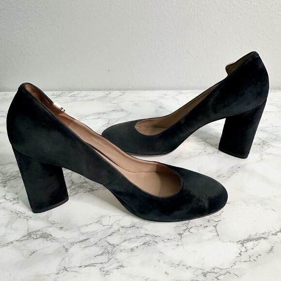 Tory Burch Elizabeth Black Bubuck Suede Block Heel Pumps women’s Size 8.5 - Picture 8 of 14